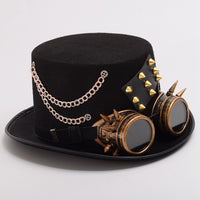 Gothic Vintage Steam Punk Hat with rivets and goggles